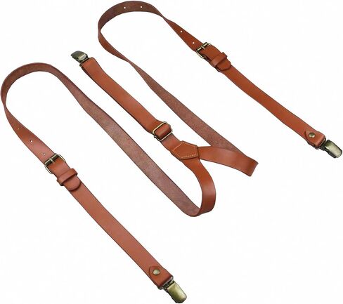 Mens Leather Suspenders - Buckle Pattern Adjustable Braces - Wedding Groom in Saudi Arabia