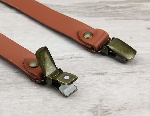 Mens Leather Suspenders - Buckle Pattern Adjustable Braces - Wedding Groom in Saudi Arabia