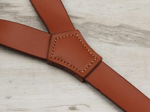 Mens Leather Suspenders - Buckle Pattern Adjustable Braces - Wedding Groom in Saudi Arabia