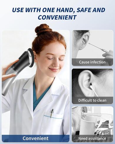 Upgraded Ear Wax Removal Kit, Electric Ear Wax Removal Tool for Tinnitus Relief, Safe & Gentle Ear Cleaner with Ear Irrigation Flushing System, Ipx7 Earwax Removal for Adults in Kuwait