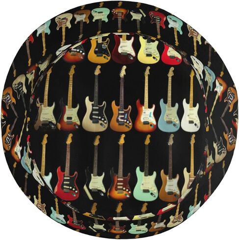 Bucket Hat Art Guitar Pattern Print Summer Sun Hat Trendy Beach Funny Fisherman Hat for Men Women Unisex Black in Saudi Arabia