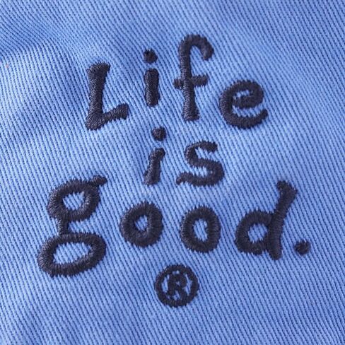 Life is Good - Unisex Vintage Wordmark Stacked Bucket Hat, Color Cornflower Blue, Size: O/S in Kuwait