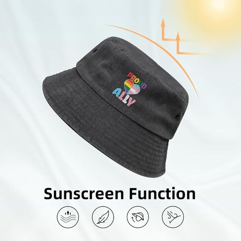 Bucket Hat Summer Washed Denim Cotton Sun Hats Travel Beach Fishing Fisherman Cap in Saudi Arabia