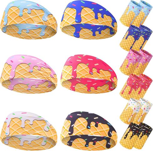 Ice Cream Baseball Headbands and Wristbands Sports Elastic Sweatbands for Youth Teen Women Men Athletes Football Basketball Running Gym Party Favors in Kuwait