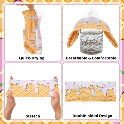 Ice Cream Baseball Headbands and Wristbands Sports Elastic Sweatbands for Youth Teen Women Men Athletes Football Basketball Running Gym Party Favors in Kuwait