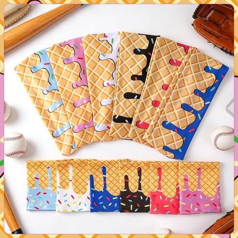 Ice Cream Baseball Headbands and Wristbands Sports Elastic Sweatbands for Youth Teen Women Men Athletes Football Basketball Running Gym Party Favors in Kuwait