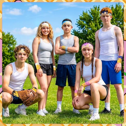 Ice Cream Baseball Headbands and Wristbands Sports Elastic Sweatbands for Youth Teen Women Men Athletes Football Basketball Running Gym Party Favors in Kuwait