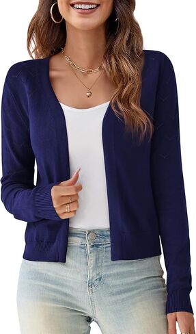 OmicGot Women's Long Sleeve Shrugs Open Front Cropped Cardigan Sweater Bolero Shrugs S-XL in Saudi Arabia