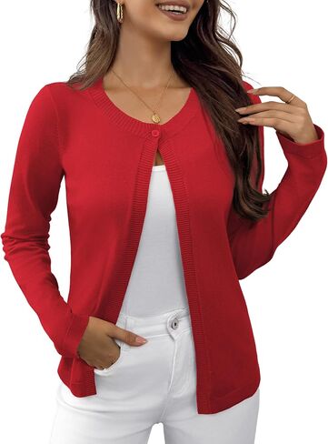 OmicGot Women's Long Sleeve Shrugs Open Front Cropped Cardigan Sweater Bolero Shrugs S-XL in Saudi Arabia
