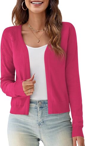 OmicGot Women's Long Sleeve Shrugs Open Front Cropped Cardigan Sweater Bolero Shrugs S-XL in Saudi Arabia