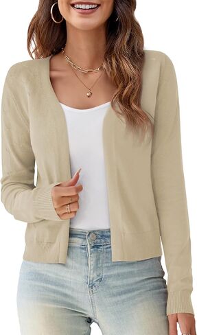OmicGot Women's Long Sleeve Shrugs Open Front Cropped Cardigan Sweater Bolero Shrugs S-XL in Saudi Arabia