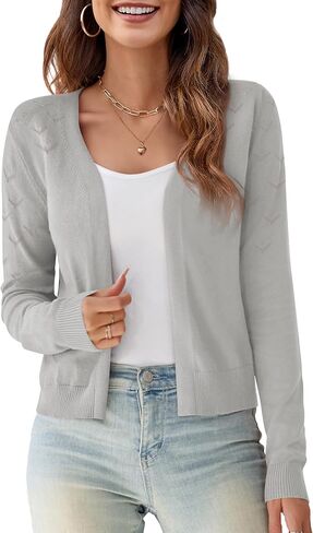 OmicGot Women's Long Sleeve Shrugs Open Front Cropped Cardigan Sweater Bolero Shrugs S-XL in Saudi Arabia