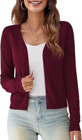 OmicGot Women's Long Sleeve Shrugs Open Front Cropped Cardigan Sweater Bolero Shrugs S-XL in Saudi Arabia