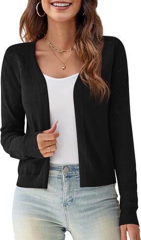 OmicGot Women's Long Sleeve Shrugs Open Front Cropped Cardigan Sweater Bolero Shrugs S-XL in Saudi Arabia
