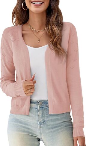 OmicGot Women's Long Sleeve Shrugs Open Front Cropped Cardigan Sweater Bolero Shrugs S-XL in Saudi Arabia