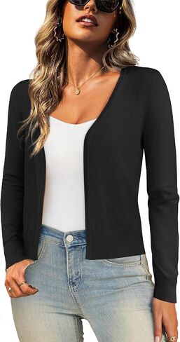 U.Vomade Cropped Cardigan Sweaters for Women, Bolero Shrug Open Front Sweater Long Sleeve S-XL in Saudi Arabia