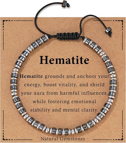 Healing Crystal Bracelet for Men Women, Triple Protection Hematite Black Obsidian Tiger Eye Natural Gemstone Beaded Bracelets Jewelry Gifts for Him in Saudi Arabia