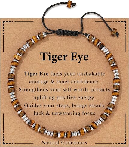 Healing Crystal Bracelet for Men Women, Triple Protection Hematite Black Obsidian Tiger Eye Natural Gemstone Beaded Bracelets Jewelry Gifts for Him in Saudi Arabia