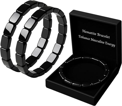 Hematite Bracelet Men, Natural Hematite & Black Obsidian Energy Bracelet, Reclaim Your Confidence & Drive, Stretch Cord Healing Stone Beads Jewelry Gift in Saudi Arabia