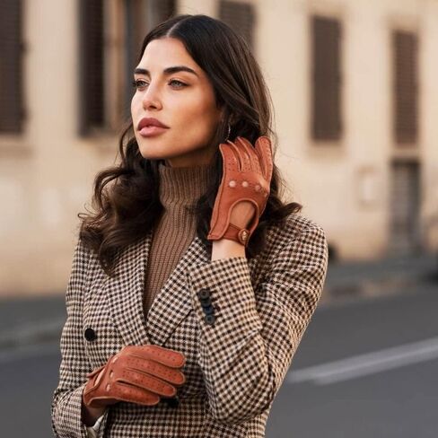 Fratelli Orsini Winter Gloves Maria Brown for Women - American Deerskin Leather Driving Gloves - color Brown in Saudi Arabia