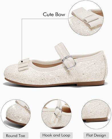 أحذية Coutgo Girls Mary Jane Dress Shoes ذات مقدمة دائرية وأحذية باليه مسطحة لحفلات الزفاف وحفلات الزفاف in Kuwait