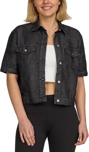 American Denim Short Sleeve Denim Jacket for Women, Modern Summer Jean Jacket, Womens Cropped Denim Jacket, Button Front in Saudi Arabia