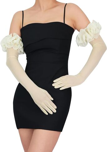 Women's Sheer Long Gloves with Floral Mesh Gloves for 1920s Costume Wedding Opera Party Dance Prom in Saudi Arabia