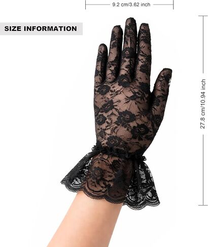 12Pieces Women's Short Lace Gloves – Elegant Vintage Floral Dress Gloves for Wedding, Prom, Tea Party & 1920s Costume in Saudi Arabia