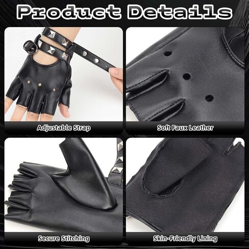 Small Size Fingerless Faux Leather Gloves Black Biker Punk Gloves Halloween PU Leather Half Finger Glove for Women Teens Kids in Saudi Arabia