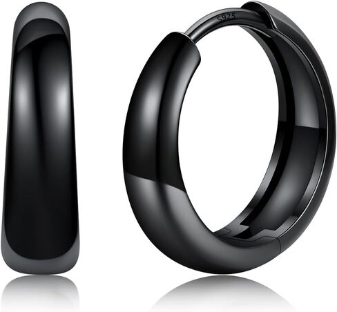 Silvora 14K Gold Plated Chunky Hoop Earrings for Women, Small Thick Huggie Hoops with 925 Sterling Silver Post, Hypoallergenic Lightweight Hoop Earrings, 8/10/12/14mm in Kuwait