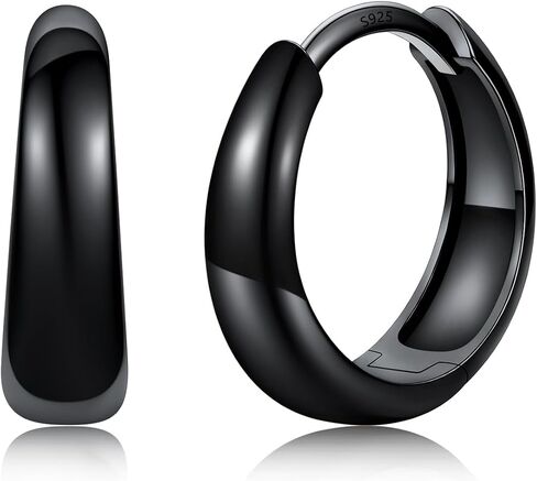 Silvora 14K Gold Plated Chunky Hoop Earrings for Women, Small Thick Huggie Hoops with 925 Sterling Silver Post, Hypoallergenic Lightweight Hoop Earrings, 8/10/12/14mm in Kuwait