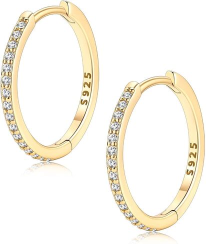 FaithHeart 925 Sterling Silver Huggie Hoop Earrings, Silver Small Hoop Earring for Women, 14K Gold/Black/Rose Gold Hypoallergenic Cartilage Earrings for Women 6/8/10/12/14/16/18/20mm in Kuwait