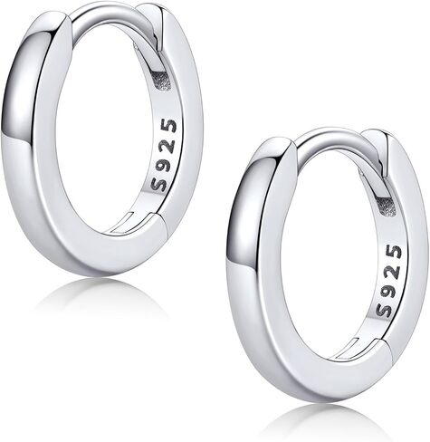 FaithHeart 925 Sterling Silver Huggie Hoop Earrings, Silver Small Hoop Earring for Women, 14K Gold/Black/Rose Gold Hypoallergenic Cartilage Earrings for Women 6/8/10/12/14/16/18/20mm in Kuwait