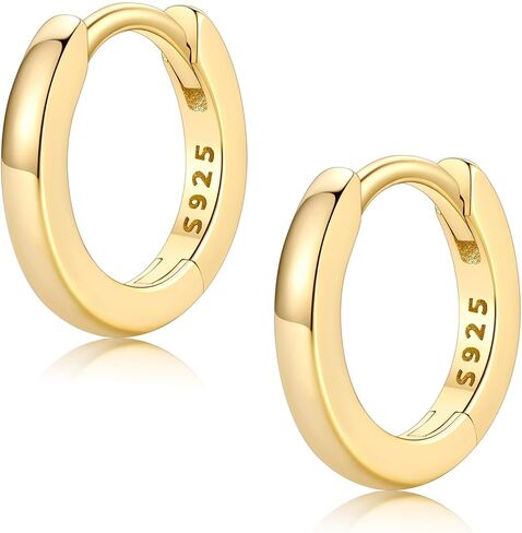 FaithHeart 925 Sterling Silver Huggie Hoop Earrings, Silver Small Hoop Earring for Women, 14K Gold/Black/Rose Gold Hypoallergenic Cartilage Earrings for Women 6/8/10/12/14/16/18/20mm in Kuwait