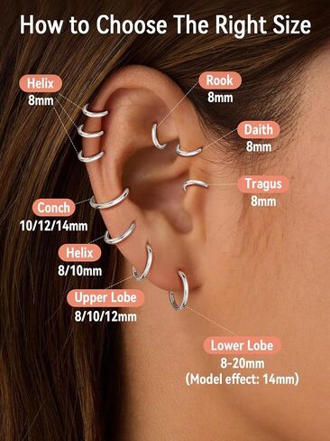 FaithHeart 925 Sterling Silver Huggie Hoop Earrings, Silver Small Hoop Earring for Women, 14K Gold/Black/Rose Gold Hypoallergenic Cartilage Earrings for Women 6/8/10/12/14/16/18/20mm in Kuwait