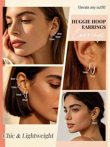 FaithHeart 925 Sterling Silver Huggie Hoop Earrings, Silver Small Hoop Earring for Women, 14K Gold/Black/Rose Gold Hypoallergenic Cartilage Earrings for Women 6/8/10/12/14/16/18/20mm in Kuwait