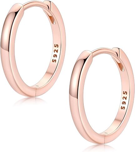 FaithHeart 925 Sterling Silver Huggie Hoop Earrings, Silver Small Hoop Earring for Women, 14K Gold/Black/Rose Gold Hypoallergenic Cartilage Earrings for Women 6/8/10/12/14/16/18/20mm in Kuwait