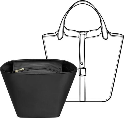 Silky Picotin 22 Bag Insert Multicolor Options, Soft Purse Organizer Insert for Picotin 22 with 6 Compartments, YKK Zipper & Key Chain, Luxury Handbag Tote in Bag Shaper (Gold) in Saudi Arabia