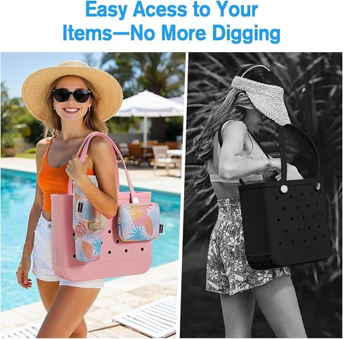MoKo 2pcs Cup & Phone Holder Accessories for Bogg Bag, Upgraded Adjustable Strap Beach Bags Organizer Compatible with Bogg Bags Original, Rubber Beach Tote Bag, Tropical Leaf in Kuwait