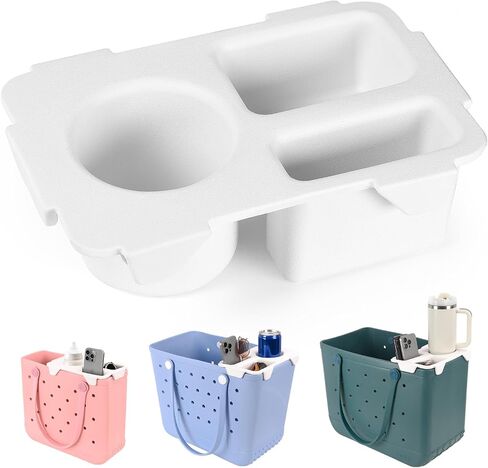 Topper Tray for Bogg Bag Accessories, Universal Beach Bag Cup Holder for Bogg Bag Large/Medium, Tote Bag Organizer (White) in Saudi Arabia