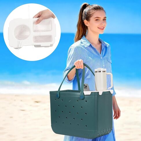 Topper Tray for Bogg Bag Accessories, Universal Beach Bag Cup Holder for Bogg Bag Large/Medium, Tote Bag Organizer (White) in Saudi Arabia