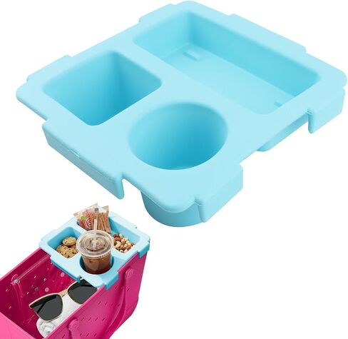Topper Tray with Cup Holder for Bogg Bag X-Large, EVA Water-Resistant Organizer for Stan Cup, Phone & Snacks, Beach & Travel Accessory(COLOR:White) in Saudi Arabia