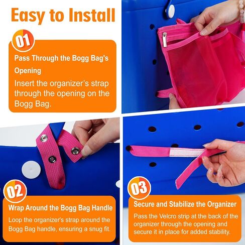 Organizer Insert Holder for Bogg Bag Accessories – Mesh Divider Pouch insert With Zipper for M/XL Beach Rubber Tote Bag , Compatible with Stanley Cup & Phone Holder, Easy Storage Solution(Gery) in Saudi Arabia