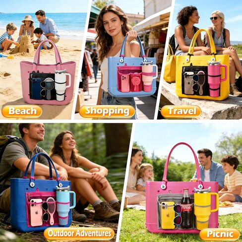 Organizer Insert Holder for Bogg Bag Accessories – Mesh Divider Pouch insert With Zipper for M/XL Beach Rubber Tote Bag , Compatible with Stanley Cup & Phone Holder, Easy Storage Solution(Gery) in Saudi Arabia