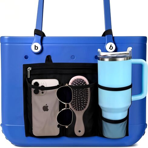 Organizer Insert Holder for Bogg Bag Accessories – Mesh Divider Pouch insert With Zipper for M/XL Beach Rubber Tote Bag , Compatible with Stanley Cup & Phone Holder, Easy Storage Solution(Gery) in Saudi Arabia