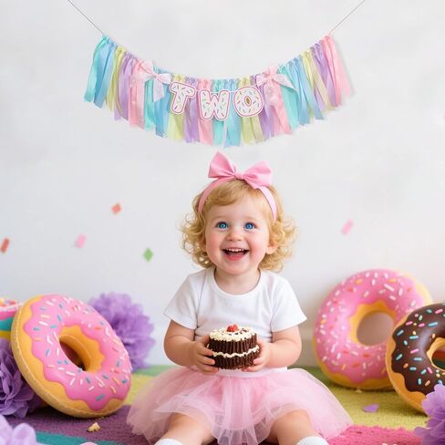 Donut 2 Years Old Birthday Banner - Sweet Two Birthday Party Decorations, Leaving A Wonderful Party Time in Kuwait
