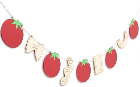 Italian Noodle Tomato Banner - Pasta Theme Party Decorations, That’S Amore Banner, Bambino Bambina Party Decor Decorations, For Birthday Baby Shower Bachelorette Party Supplies in Kuwait