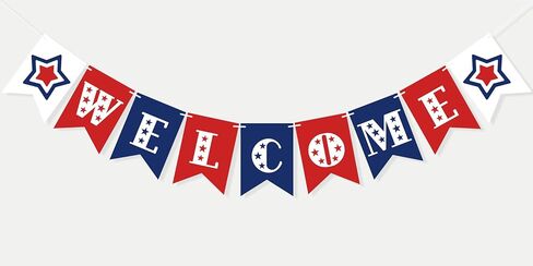 Patriotic Welcome Banner for 4th of July Decorations, Welcome Decorations for Birthday, Baby Shower, Homecoming Party Decorations, Classroom Office Front Door Porch Sign in Kuwait