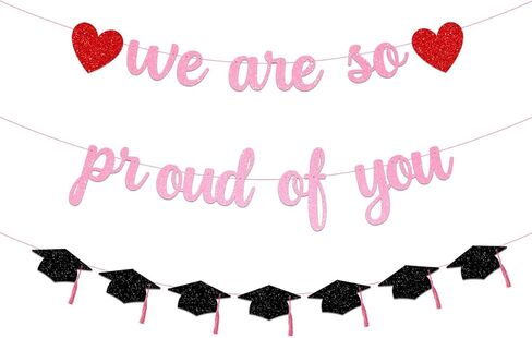 Graduation Decoration Banner, We Are So Proud of You Glitter Letter Sign, Congrats Grad Party Backdrop, 2026 Graduates Photo Props Mastered It Party Sign Masters Graduate Pink Color, NO DIY Congratulation Graduations Supply in Saudi Arabia