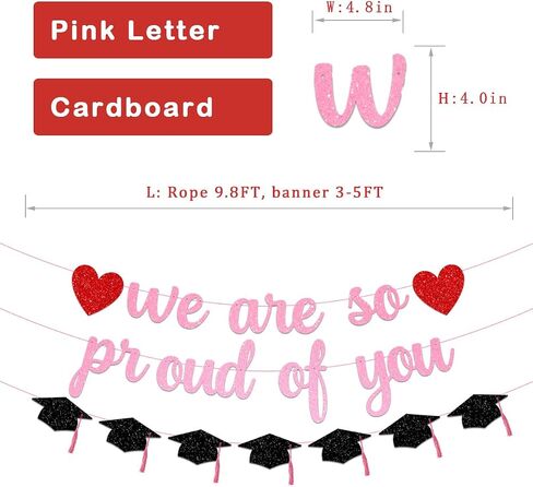 Graduation Decoration Banner, We Are So Proud of You Glitter Letter Sign, Congrats Grad Party Backdrop, 2026 Graduates Photo Props Mastered It Party Sign Masters Graduate Pink Color, NO DIY Congratulation Graduations Supply in Saudi Arabia